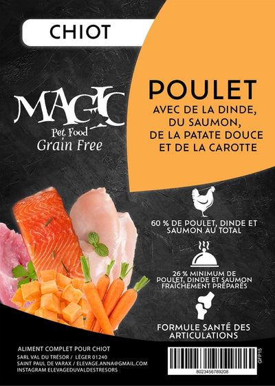 Croquettes Magic Grain Free chiot et femelle gestante Moyenne et Grande Race Poulet Dinde Saumon